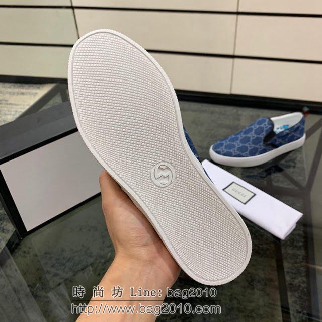 GUCCI男鞋 頂級代購 2019早春專櫃同步 古馳牛仔布男板鞋 Gucci印花休閒鞋  hdnx1289